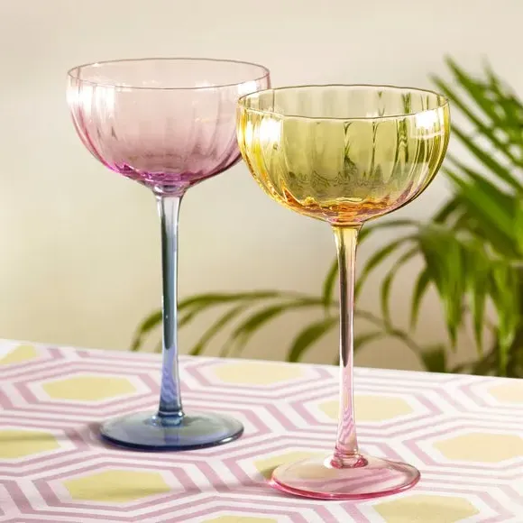 Set of 2 Coupe Glasses - Multicolor, Glass