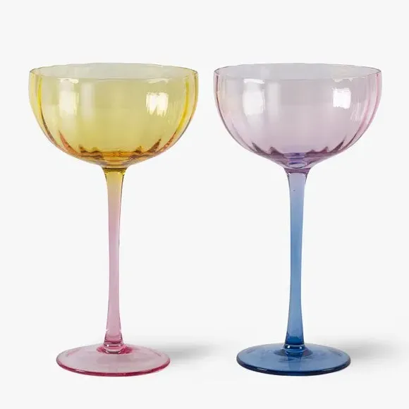 Set of 2 Coupe Glasses - Multicolor, Glass
