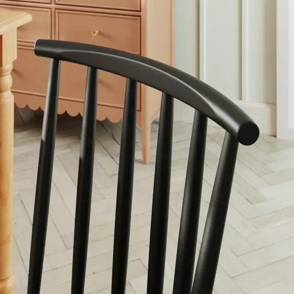 Set of 2 Dining Chairs - Black, Beech Wood