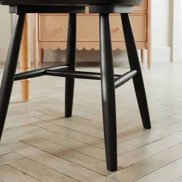 Set of 2 Dining Chairs - Black, Beech Wood