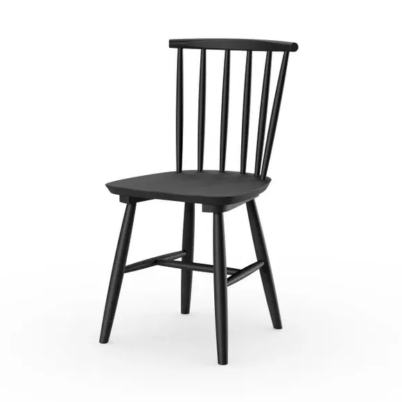 Set of 2 Dining Chairs - Black, Beech Wood