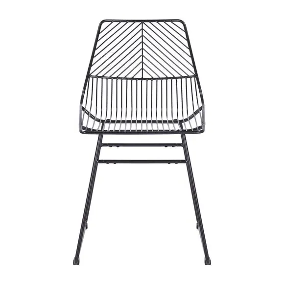 Set of 2 Dining Chairs - Black, Metal