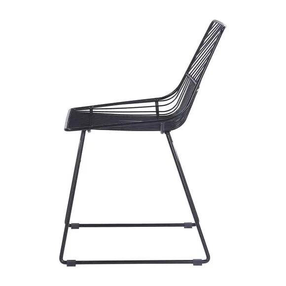 Set of 2 Dining Chairs - Black, Metal