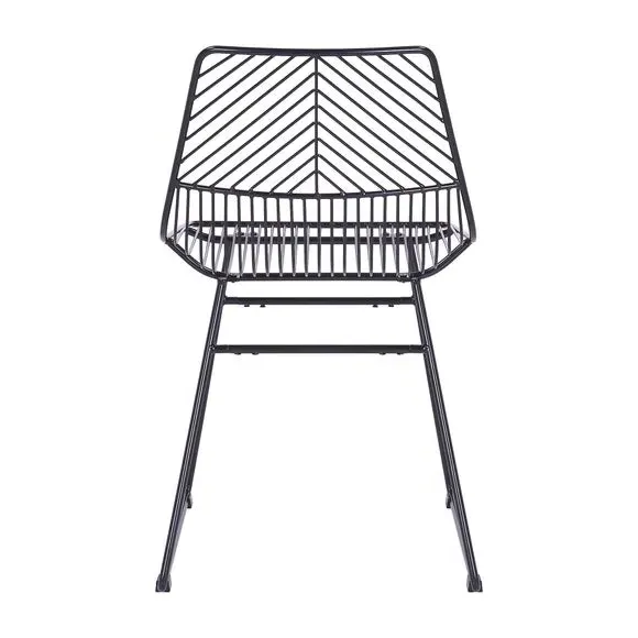 Set of 2 Dining Chairs - Black, Metal