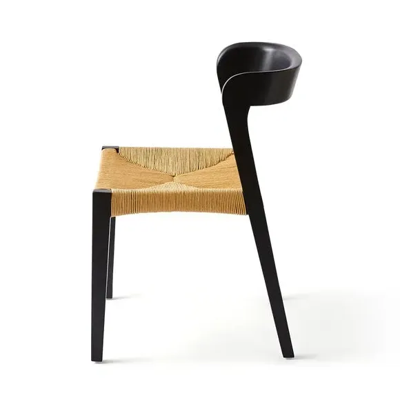 Set of 2 Dining Chairs - Black, Rubber Wood