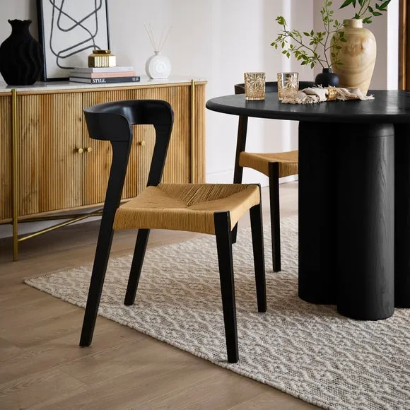 Set of 2 Dining Chairs - Black, Rubber Wood image
