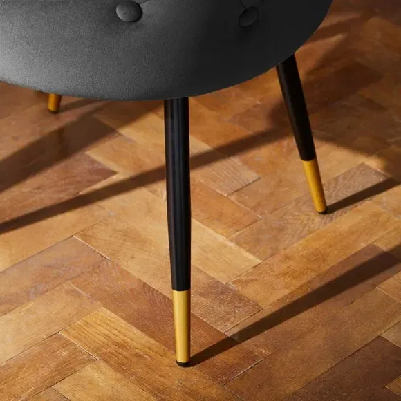Set of 2 Dining Chairs - Black, Velvet