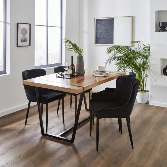Set of 2 Dining Chairs - Black, Velvet image