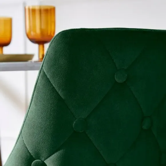 Set of 2 Dining Chairs - Bottle Green, Velvet