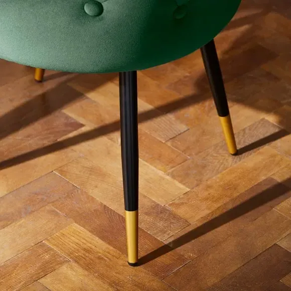 Set of 2 Dining Chairs - Bottle Green, Velvet
