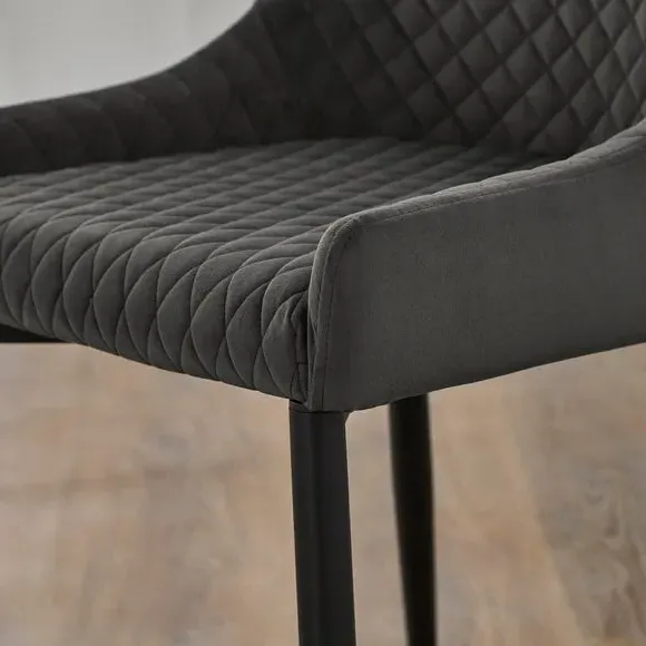 Set of 2 Dining Chairs - Charcoal, Velvet
