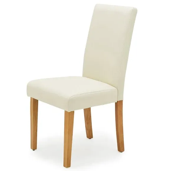 Set of 2 Dining Chairs - Cream, Faux Leather