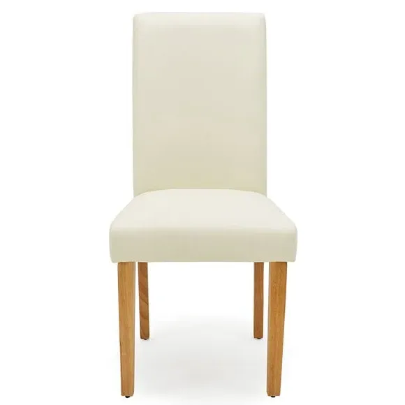 Set of 2 Dining Chairs - Cream, Faux Leather