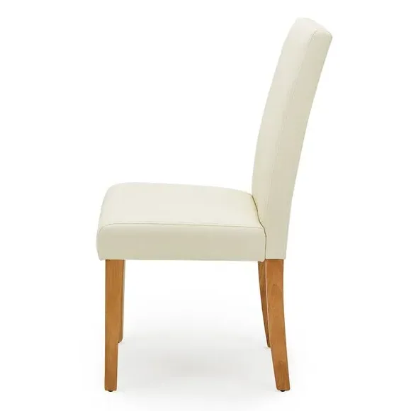 Set of 2 Dining Chairs - Cream, Faux Leather
