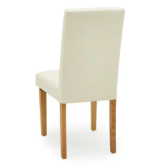 Set of 2 Dining Chairs - Cream, Faux Leather