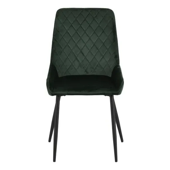 Set of 2 Dining Chairs - Emerald Green, Velvet