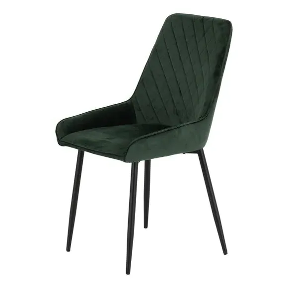 Set of 2 Dining Chairs - Emerald Green, Velvet
