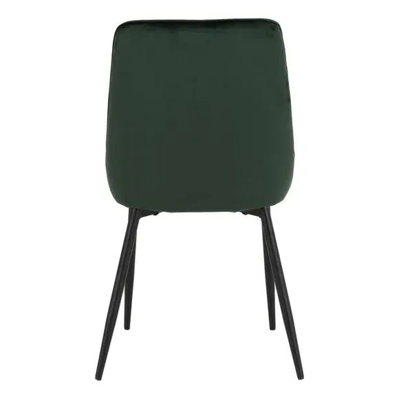 Set of 2 Dining Chairs - Emerald Green, Velvet