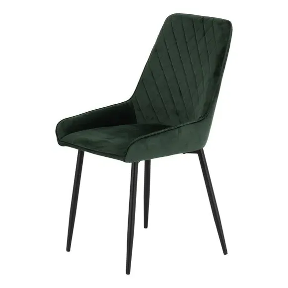 Set of 2 Dining Chairs - Emerald Green, Velvet