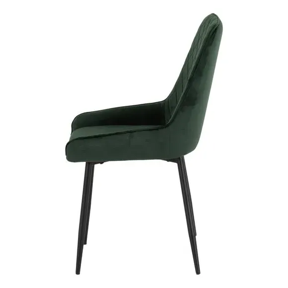 Set of 2 Dining Chairs - Emerald Green, Velvet