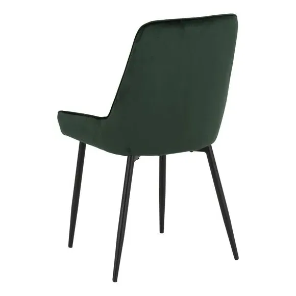 Set of 2 Dining Chairs - Emerald Green, Velvet