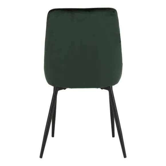 Set of 2 Dining Chairs - Emerald Green, Velvet