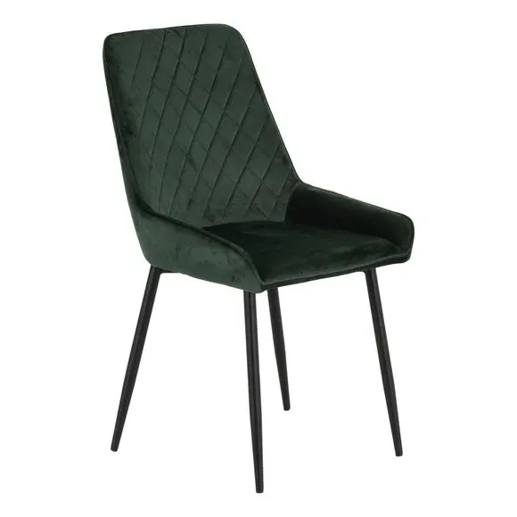 Set of 2 Dining Chairs - Emerald Green, Velvet image