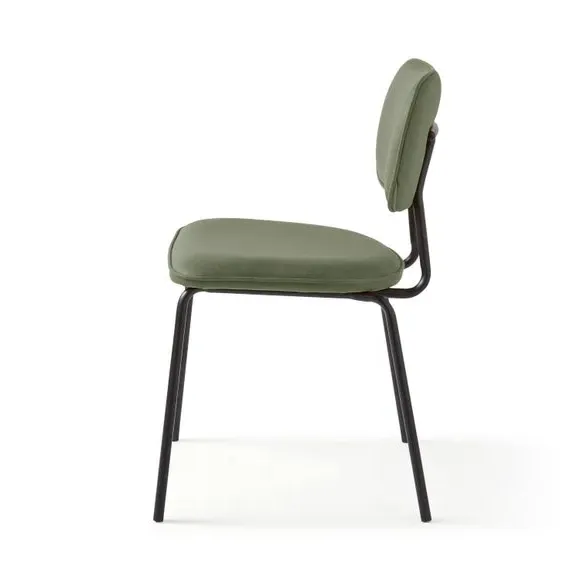 Set of 2 Dining Chairs - Green, PU Leather