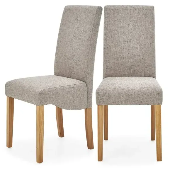 Set of 2 Dining Chairs - Grey, Boucle