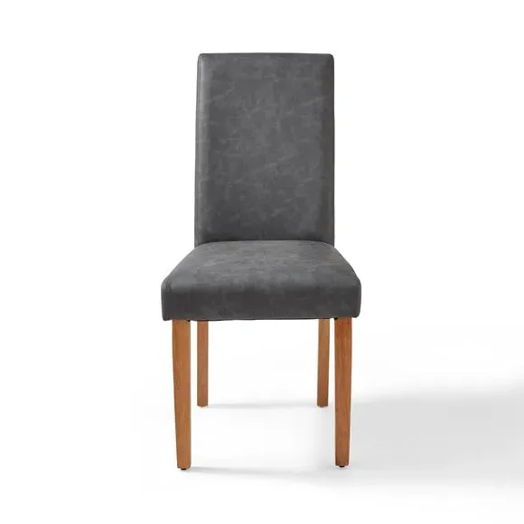 Set of 2 Dining Chairs - Grey, Faux Leather