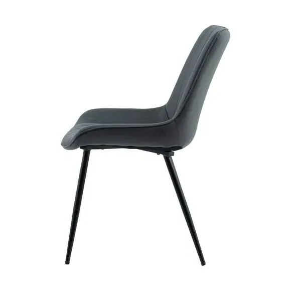 Set of 2 Dining Chairs - Grey, Faux Suede