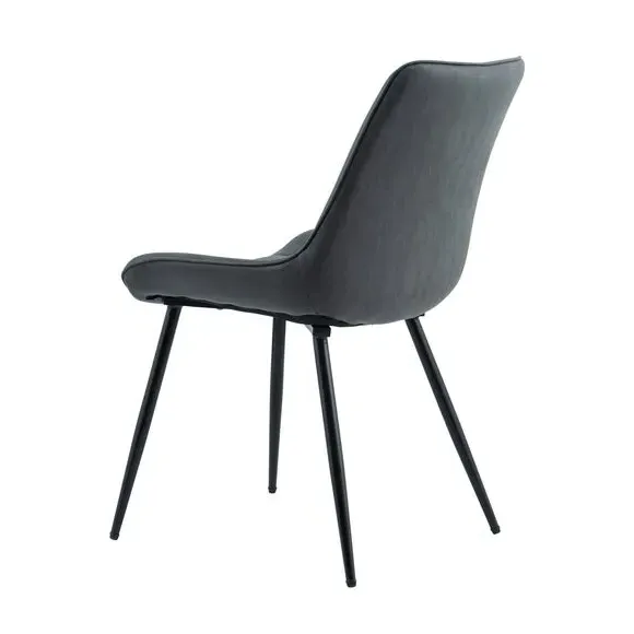 Set of 2 Dining Chairs - Grey, Faux Suede