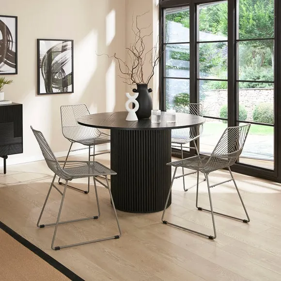 Set of 2 Dining Chairs - Grey, Metal