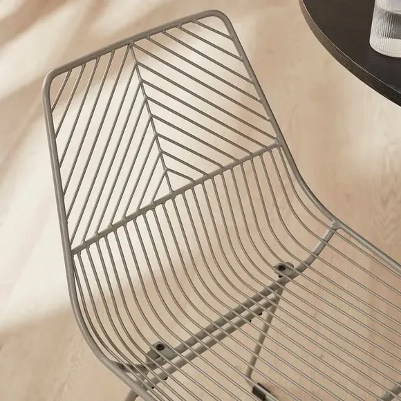 Set of 2 Dining Chairs - Grey, Metal