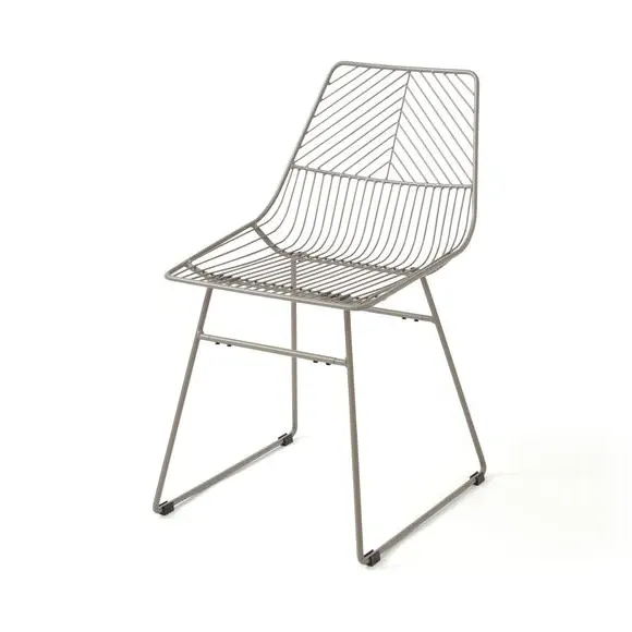 Set of 2 Dining Chairs - Grey, Metal