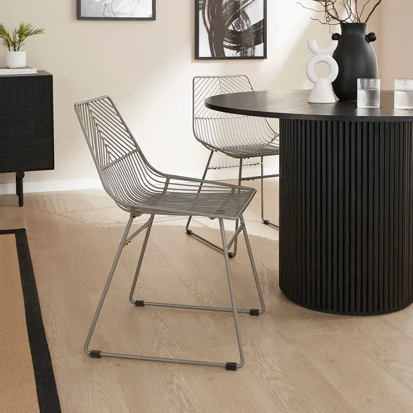 Set of 2 Dining Chairs - Grey, Metal image