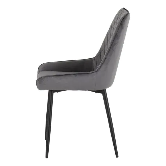 Set of 2 Dining Chairs - Grey, Velvet