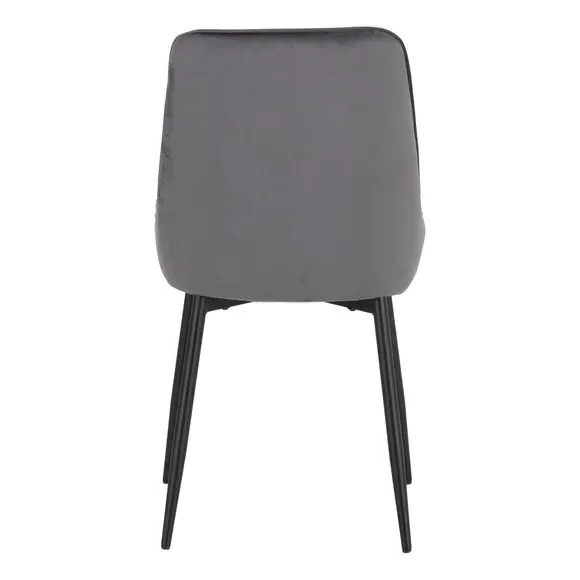 Set of 2 Dining Chairs - Grey, Velvet