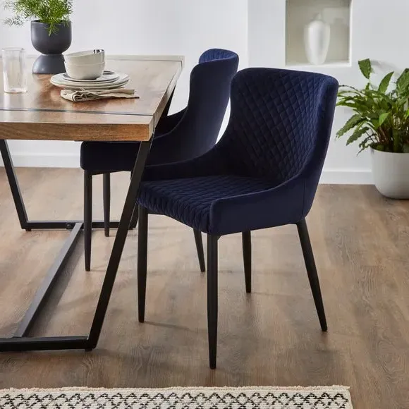 Set of 2 Dining Chairs - Ink, Velvet