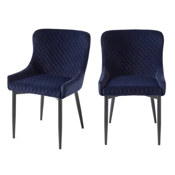 Set of 2 Dining Chairs - Ink, Velvet