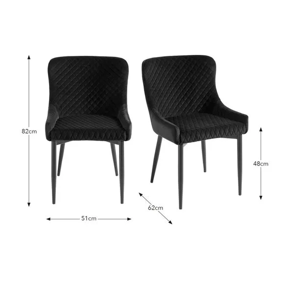 Set of 2 Dining Chairs - Ink, Velvet