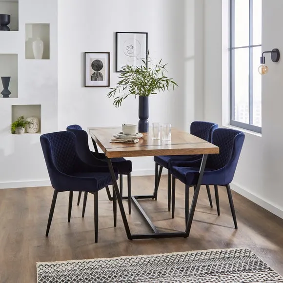 Set of 2 Dining Chairs - Ink, Velvet
