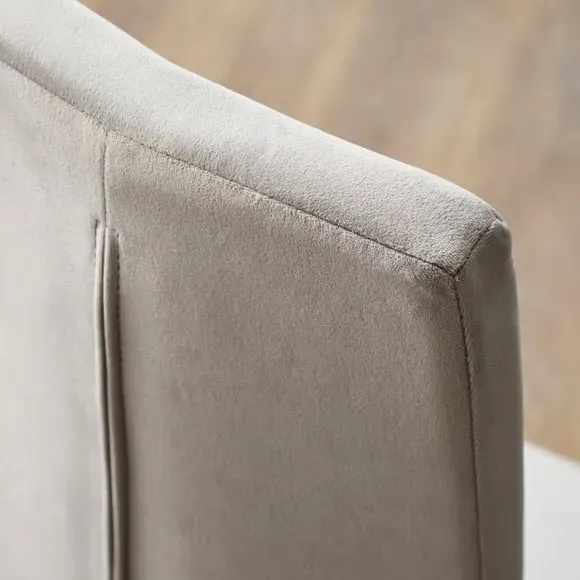 Set of 2 Dining Chairs - Light Grey, Velvet
