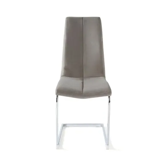 Set of 2 Dining Chairs - Light Grey, Velvet
