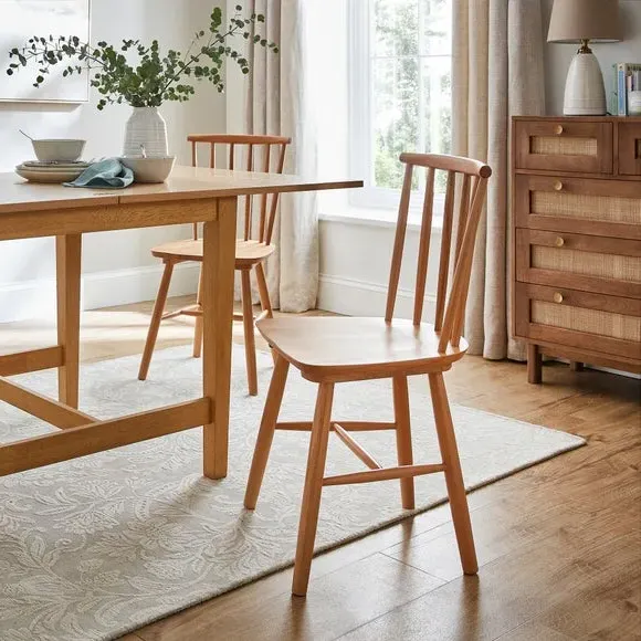 Set of 2 Dining Chairs - Light Wood, Beech