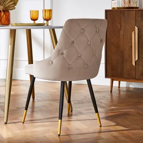 Set of 2 Dining Chairs - Mink, Velvet