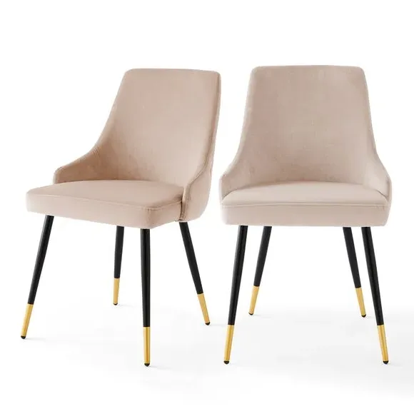 Set of 2 Dining Chairs - Mink, Velvet