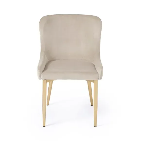 Set of 2 Dining Chairs - Mink, Velvet