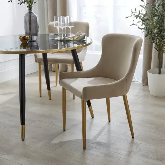 Set of 2 Dining Chairs - Mink, Velvet image