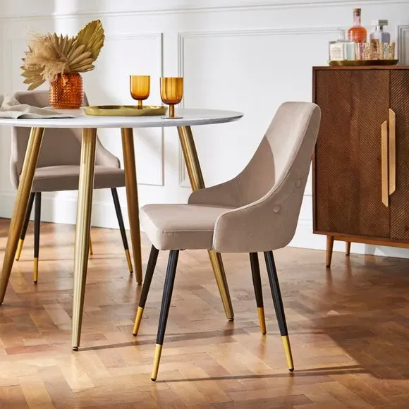 Set of 2 Dining Chairs - Mink, Velvet